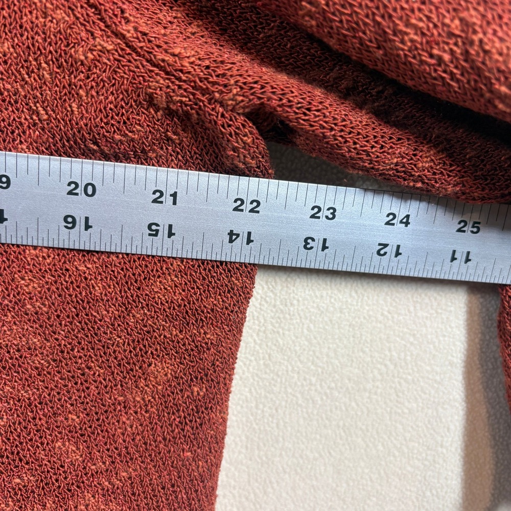 Eileen Fisher Linen Blend Open Front Cardigan Large Burnt Orange Classic Mature - Picture 7 of 8